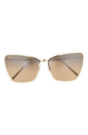 Maui Jim 63mm Polarized Cat Eye Sunglasses in Gold Gold Bronze at Nordstrom Rack