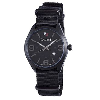 Calibre Mens Trooper Swiss Made Movement Watch Black Canvas Strap Dial - One Size