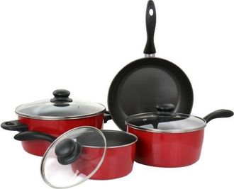 Gibson Home Armada 7 Piece Nonstick Carbon Steel Cookware Set in Red at Nordstrom