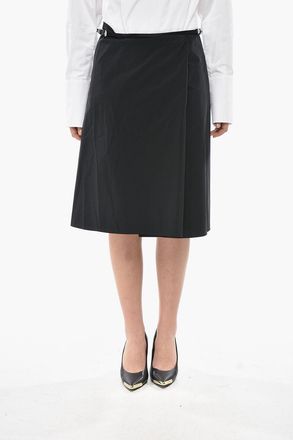 Givenchy Mixed Cotton Wrap Midi Skirt With Belt Givenchy