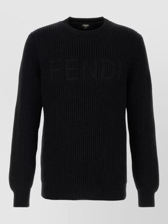 Fendi wool crew neck sweater long sleeves ribbed