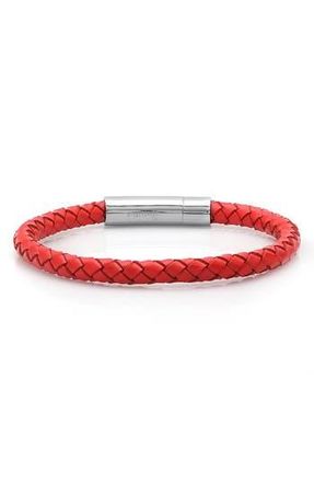 HMY Jewelry Stainless Steel Charm & Braided Leather Bracelet in Red at Nordstrom Rack