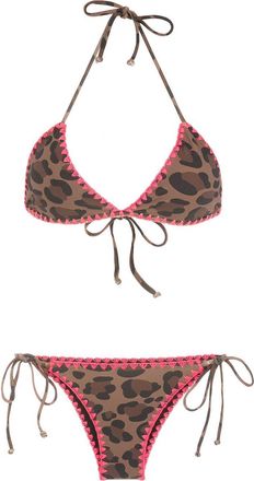 Brigitte animal-print crochet-trim bikini set - women - Polyamide/Spandex/Elastane - M - Brown