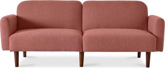 Best Choice Products Curved Convertible Futon, Boucle Fabric Split-Back Sleeper Bed
