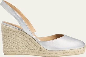 Castaner Carissa Metallic Leather Wedge Espadrilles