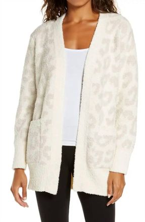 Jen & Co. Nera Printed Cardigan In Leopard Light Grey