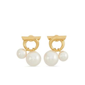 Ferragamo Gancini Faux Pearl Drop Oorbellen - Dames - Oorbellen - Geel - ONE Size - Accessoires