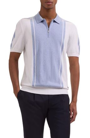 Bugatchi Quarter Zip Polo Sweater in Air Blue at Nordstrom, Size Xxx-Large