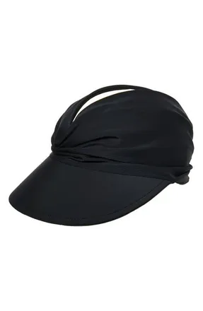 Lele Sadoughi Lisa Ruched Visor in Jet at Nordstrom