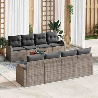 vidaXL Vidaxl - Conjunto De Sof&aacute; De Jard&iacute;n 9 Pcs Gris