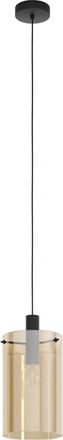 Eglo Eglo Iluminaci&oacute;n L&aacute;mpara Colgante De Techo De Cristal Polverara Acero Negro/vidrio &Aacute;mbar 1xe27 18&oslash;