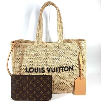 Louis Vuitton Natural Raffia Leather Handbag Shoulder Bag Tote Bag (Pre-Owned)