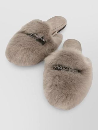 Dolce & Gabbana sheepskin suede mule slipper faux fur