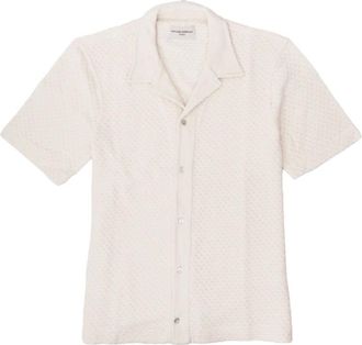 Officine G&eacute;n&eacute;rale Short Sleeve Shirts, male, Beige, L, Beige Short-sleeve Camp Collar T-shirt