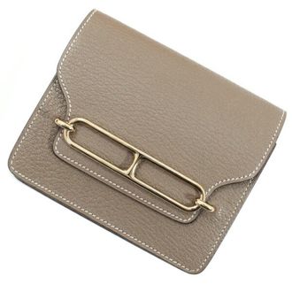 Herm&egrave;s Etoupe Gray Chevre Myzore Leather Wallet (Bi-Fold) (Pre-Owned)