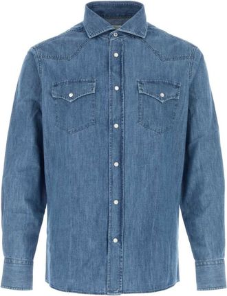 Brunello Cucinelli Blue Regular Denim Shirt