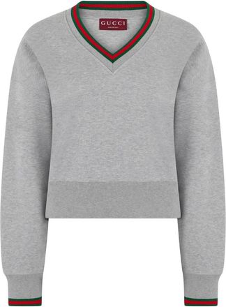 Gucci Sweatshirts, female, Gray, Size: S Cotton jersey sweatshirt with Web