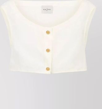 Le Kasha cotton short-sleeve short blouse