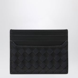 Bottega Veneta Woven leather card holder in black and blue