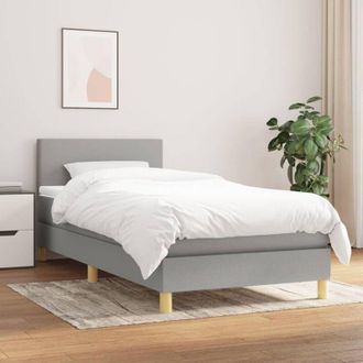 vidaXL Vidaxl - Cama Box Spring Con Colch&oacute;n Tela Gris Claro 100x200 Cm