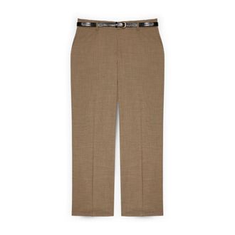 Fiorella Rubino Broeken, Dames, Beige, 3Xl, Polyester, Broek met wijde pijpen en riem