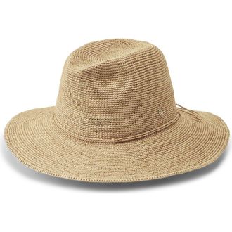 Helen Kaminski Desmonda Packable Raffia Crochet Fedora in Nougat at Nordstrom, Size Medium