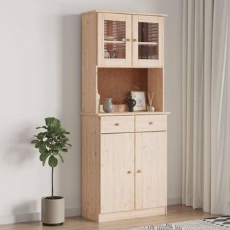 Berkfield Home Highboard ALTA 77x35x188 cm Solid Wood Pine in Brown | Size: 77 x 35 x 188 cm