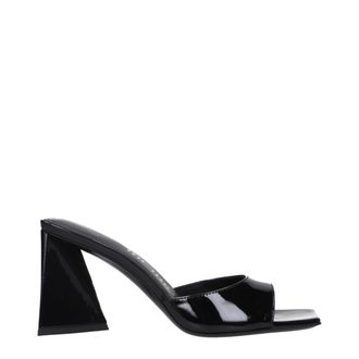 The Attico Black Leather Stiletto Heel Womens Sandals