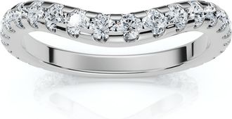 Pompeii3 3/4Ct Curved Pave Diamond Wedding Anniversary Ring 14k Gold Lab Grown