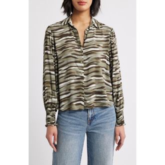 Cloth & Stone Zebra Print Shirt in Brushed Zebra Print at Nordstrom, Size X-Small