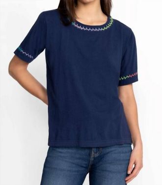 Johnny Was Crochet Crew Neck Tee In Navy