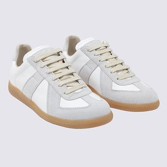 Maison Margiela Suede & Leather Low-Top Sneaker - White