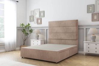 Sloomy Texas Naples Divan Bed Base 2 Drawers Foot-End - 26 Headboard in Light Brown | Size: Super King