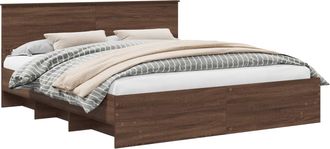 vidaXL Estructura De Cama Con Cabecera Roble Marr&oacute;n 200 X 200 Cm Vidaxl