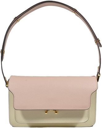 Marni Trunk Shoulder Bag In Pink And Ivory Leather