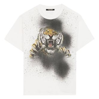 Roberto Cavalli Tiger Graphic Print Cotton T-Shirt, Size X-Small