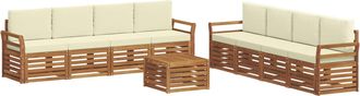 vidaXL Conjunto De Sof&aacute;s De Exterior 9 Uds. Natural Y Crema Vidaxl