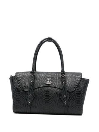 Vivienne Westwood Dark Grey Snakeskin Textured Leather Bag