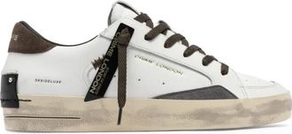 Crime London Sk 8 Deluxe Oak Smoke - Heren - Sneakers - Wit - 40 EU - Leer - Schoenen