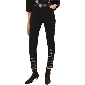 Topshop Lattice Crop Skinny Jeans in Black at Nordstrom, Size 28 X 30