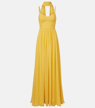 Elie Saab Embellished scarf-detail silk gown