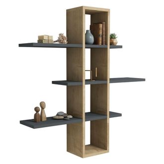 Dmora Estanter&iacute;a Hierbas, 3 Baldas, Estructura Negra, Tono Roble, 96x20x101h Cm Marr&oacute;n Roble