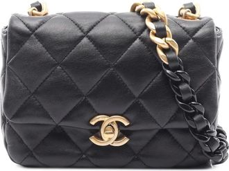 Chanel Borsa a tracolla Candy Chain Flap mini in pelle di agnello trapuntata 2021-2025 - Nero