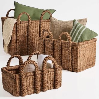 Best Choice Products 3PC Water Hyacinth Chunky Basket Set
