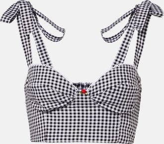 Bananhot Alba gingham cotton poplin crop top