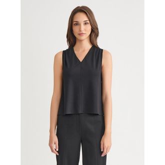 Misook V Neck Pima Cotton Tank in Black at Nordstrom, Size Xx-Large