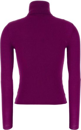 Saint Laurent Womens Corps Sweater Purple Cashmere Wool Silk
