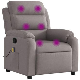 vidaXL Sill&oacute;n De Masaje Reclinable De Tela Gris Taup&eacute; Vidaxl
