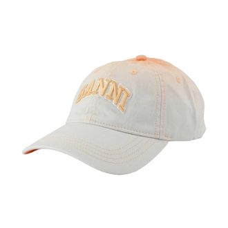 Ganni Ombr&eacute;-effect logo-embroidered Baseball Cap - Dames - Petten - Wit - ONE Size - Katoen - Accessoires