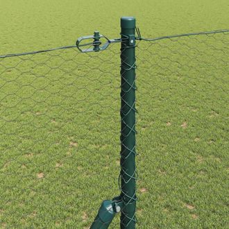 Berkfield Home Hexagon Fence Grey 1.6x100 m Steel in Dark Green